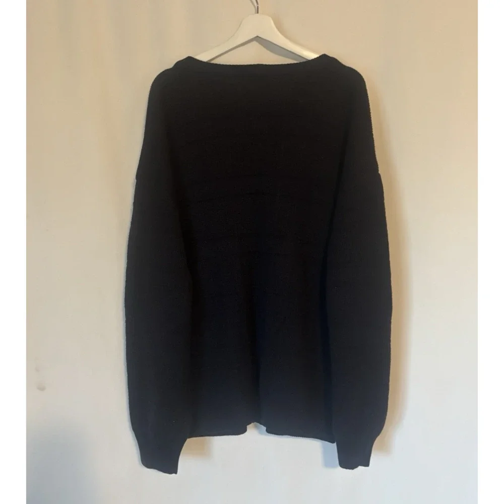 Gucci Cardigan Sweater Mens 54 XL Black Camel Hair Buttons Vtg Vneck